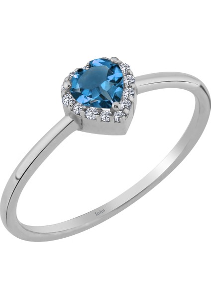 ve Kalp Mavi Topaz Taşlı Amare Yüzük 0417R0338