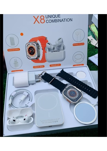 X8 6'lı Teknoloji Seti Akıllı Saat Bluetooth Kulaklık,powerbank, Kablosuz Şarj ve Şarj Adaptörü indirimleri