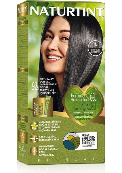 1N Abanoz Siyahı Doğal Saç Boyası 170ML