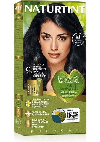 2.1 Mavi Siyah Doğal Saç Boyası 170ML