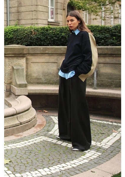 Allbucks Zara, Çizgili Kontrast Tasarım Sweatshirt ABZRA0106