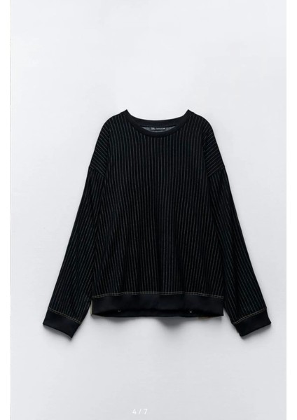 Allbucks Zara, Çizgili Kontrast Tasarım Sweatshirt ABZRA0106 modelleri