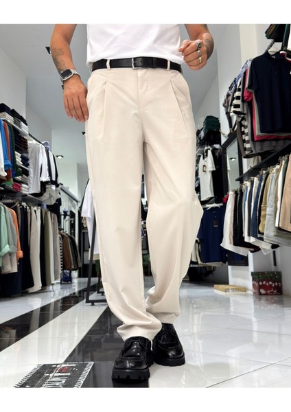 Baggy Fit Pile Detaylı Erkek Pantolon