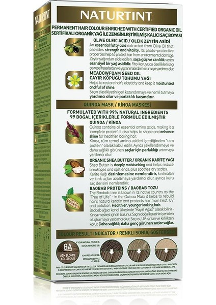 8A Kül Sarısı Doğal Saç Boyası 170ML fiyatları