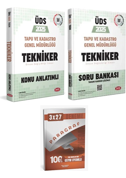 Data 2025 Tapu ve Kadastro Genel Müdürlüğü Uds Tekniker Konu + Soru + Paragraf Deneme 3 Lü Set fiyatları