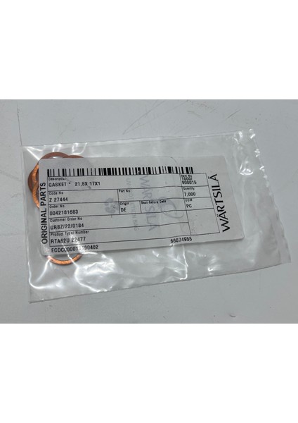 Sulzer RTA62U Dizel Makine Conta 21,6X17X1 (7 Adet) modelleri