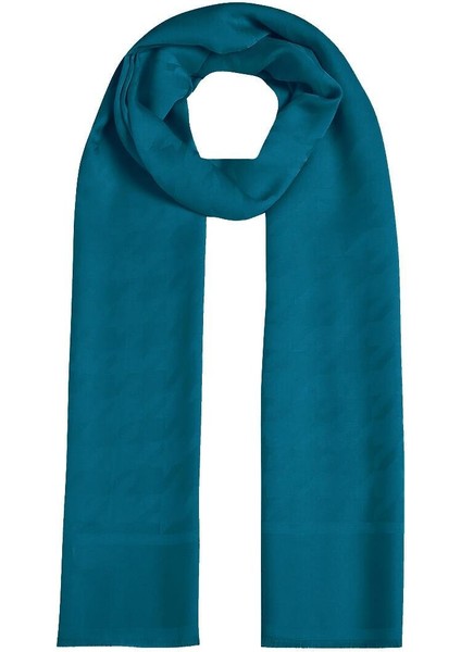 Dört Mevsim Kazayağı Desenli Monogram Şal 04390-PETROL Mavisi modelleri