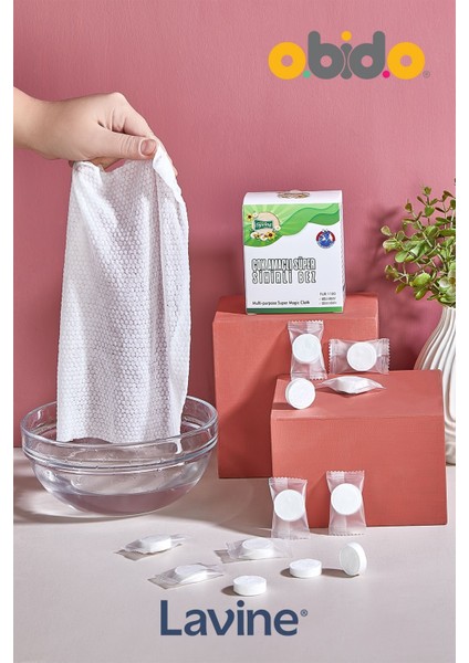 (24 adet) Çok Amaçlı Süper Sihirli Tablet Bez Yıka Kullan 24'lü Su Etkisiyle Kullanım 25X25