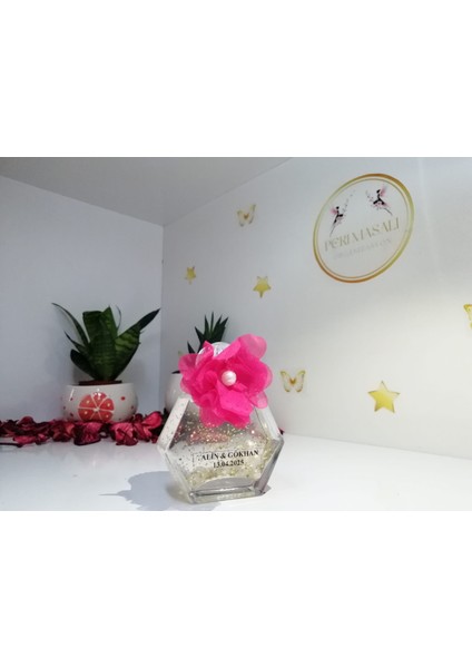 Pembe Çiçekli Kristal Kapaklı Kolonya Şişesi Söz, Nişan, Düğün, Kına, Nikah,hediyelik -15 Adet fiyatları