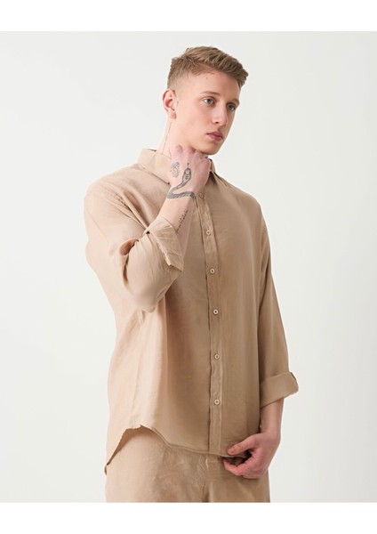 Oversize Saten Dokulu Erkek Gömlek modelleri