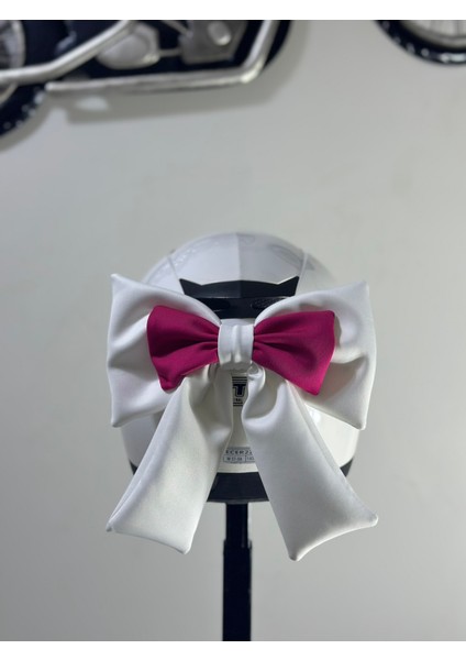 Motor & Motosiklet Beyaz Pembe Çift Fiyonk Kask Aksesuarı Kask Dış Aksesuar