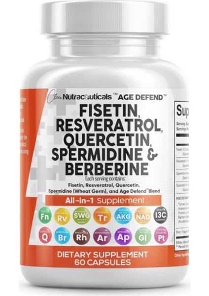Fisetin Quercetin Resveratrol With Spermidine Wheat Germ Extract 60 Capsules