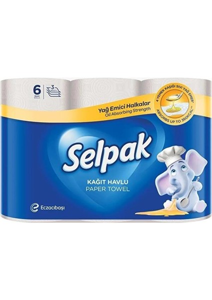 6 Lı Pk Extra Kağıt Havlu 3 Katlı Yağ Emici Halkalar
