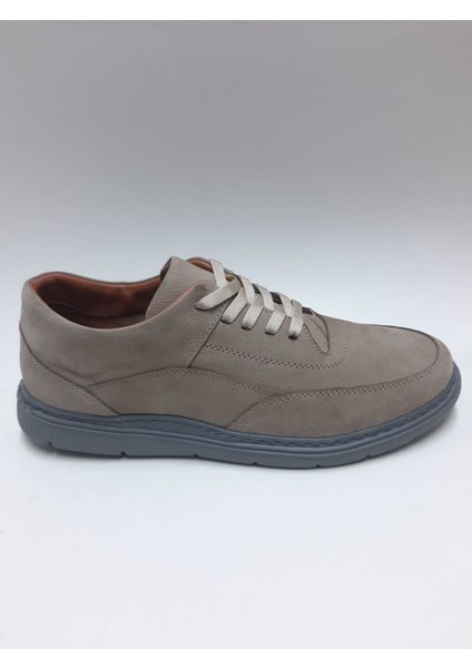 Hakiki Deri Bağcıklı Kum Rengi Esnek Rahat Nubuk Yazlık Erkek Ayakkabı C-920096VLC