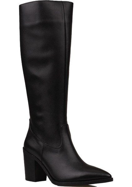 Siyah Sinda Kadın Hakiki Deri Sivri Burun Çizme fiyatları