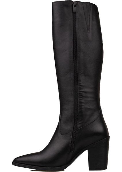 Siyah Sinda Kadın Hakiki Deri Sivri Burun Çizme modelleri