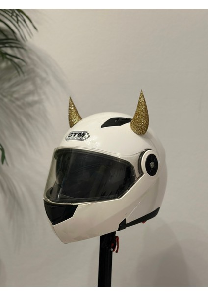 Motor & Motosiklet Gold Simli Şeytan Boynuzu Kask Dış Aksesuar fiyatları