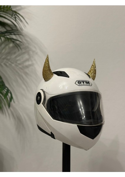 Motor & Motosiklet Gold Simli Şeytan Boynuzu Kask Dış Aksesuar fırsatları