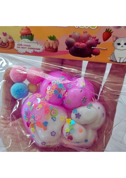 Işıklı Kedi Patisi Squishy-Sukuşi Yumuşak Jel Duyusal Oyuncak 1 Adet Mor