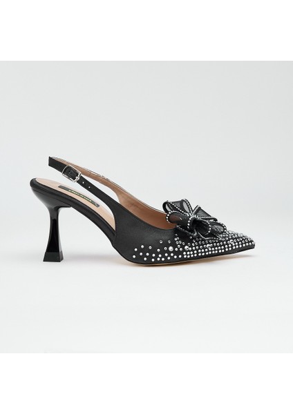 Topuklu Fiyonk Aksesuarlı Kadın Abiye Ayakkabı