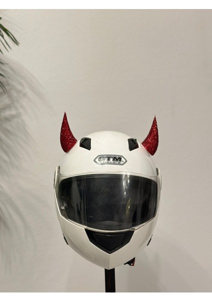 Motor & Motosiklet Kırmızı Simli Şeytan Boynuzu Kask Dış Aksesuar