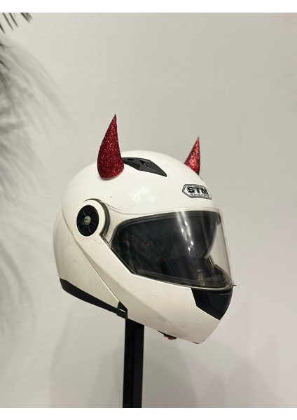 Motor & Motosiklet Kırmızı Simli Şeytan Boynuzu Kask Dış Aksesuar fiyatları