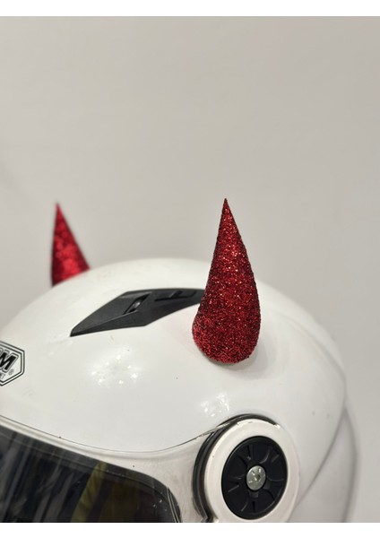 Motor & Motosiklet Kırmızı Simli Şeytan Boynuzu Kask Dış Aksesuar modelleri