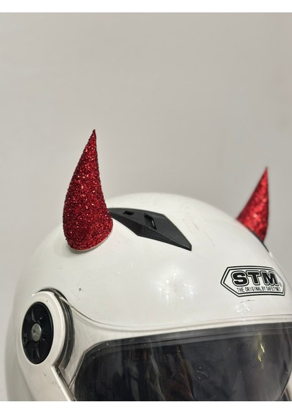 Motor & Motosiklet Kırmızı Simli Şeytan Boynuzu Kask Dış Aksesuar fırsatları