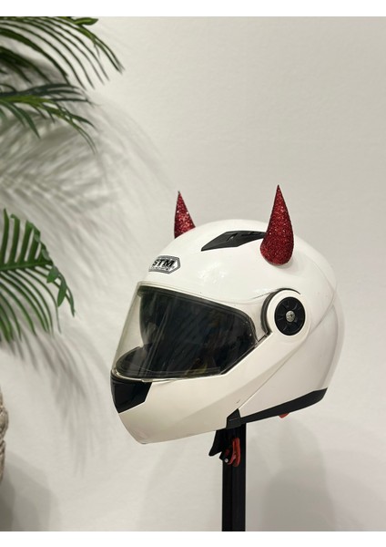 Motor & Motosiklet Kırmızı Simli Şeytan Boynuzu Kask Dış Aksesuar indirimleri