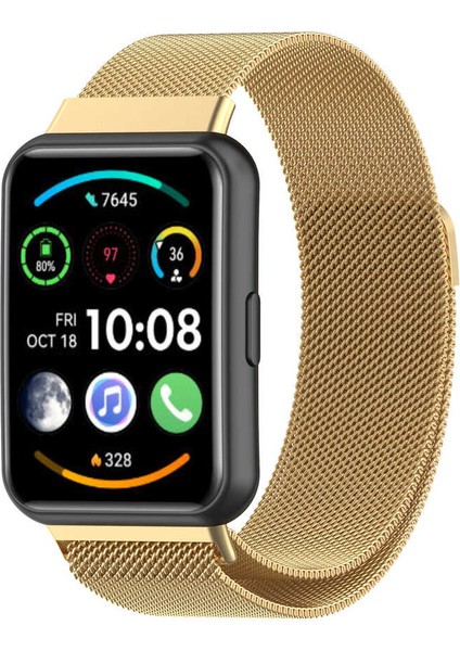 Huawei Watch Fit 2 Uyumlu Krd-01 Metal Kordon Mbfx - Gold