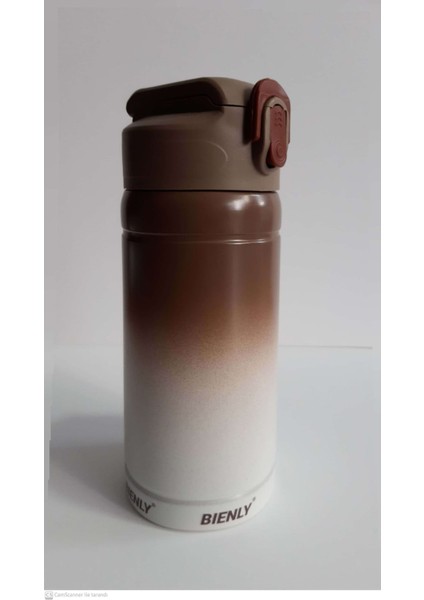 Bienly Degrade Paslanmaz Çelik Matara Pipetli 500ML Kahverengi - 304