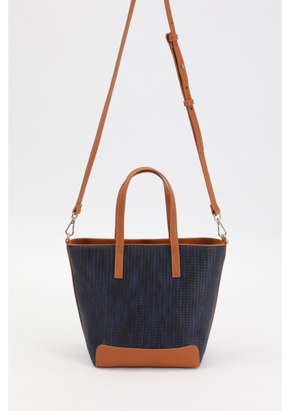 Lacivert Hasır Desen Kadın El ve Omuz Çantası modelleri