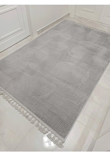 Püsküllü Halı Gri Renk Modern Tema Kaymaz Taban 10 mm Yıkanabilir Makine Halısı fiyatları