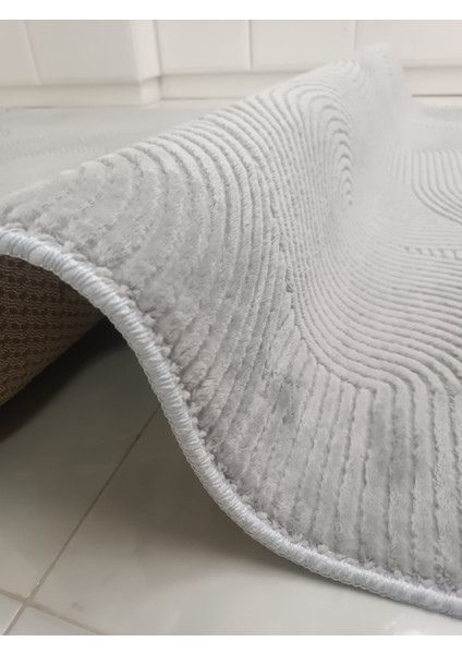 Püsküllü Halı Gri Renk Modern Tema Kaymaz Taban 10 mm Yıkanabilir Makine Halısı fırsatları