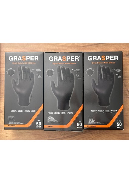 Grasper Siyah Nitril Eldiven – Pudrasız, Latekssiz, Tek Kullanımlık Dayanıklı Iş Eldiveni