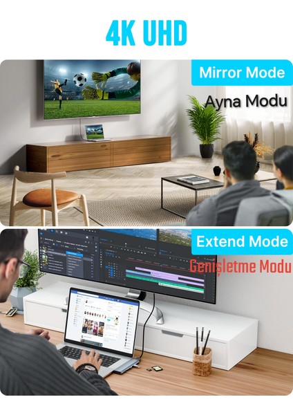 7'in 2'si Type-C Pd 100W+HDMI 4K+Usb+Sd/Tf Kart Hub Çoklayıcı Çoğaltıcı Adaptör Laptop Macbook Ce Lisanslı Orjinal modelleri