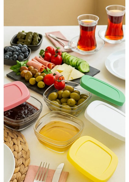 4'lü Kapaklı Cam Kase Seti Pudding Saklama Kabı 310CC Kahvaltılık Organizer Piknik Seti Kahvaltılık fiyatları