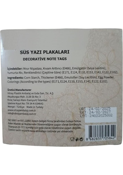 Gofret Pasta Üstü Yazı Plakası Yuvarlak Pk:24 Lü modelleri