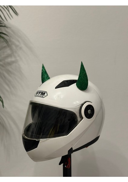 Motor & Motosiklet Yeşil Simli Şeytan Boynuzu Kask Dış Aksesuar fiyatları