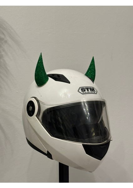Motor & Motosiklet Yeşil Simli Şeytan Boynuzu Kask Dış Aksesuar modelleri