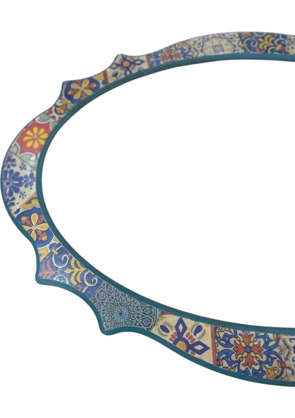 Dev, Renkli, Etnik Desenli Oval Ahşap Çerçeve, 65 x 95 cm modelleri