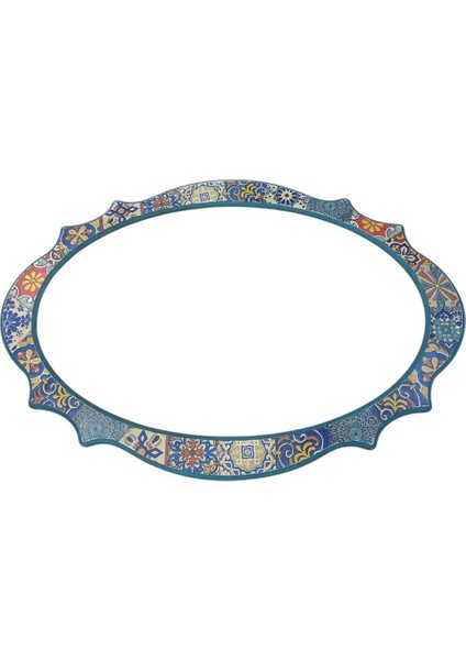 Dev, Renkli, Etnik Desenli Oval Ahşap Çerçeve, 65 x 95 cm fırsatları