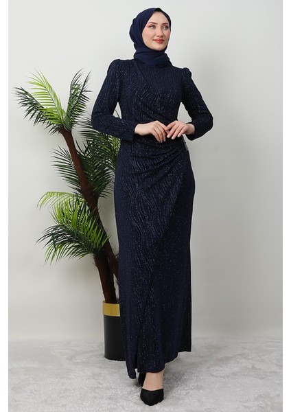 Tuğçe Tesettür Elbise Lacivert modelleri