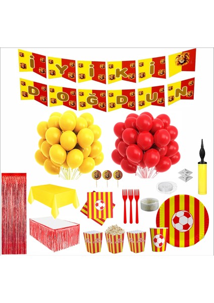 Taraftar Sarı Kırmızı 24 Kişilik Full Doğum Günü Seti