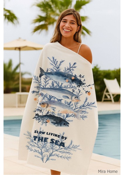 Unisex Baskılı Plaj Deniz Havuz Havlusu %100 Pamuk 70X145 cm Wonderfull