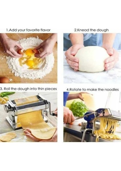 3 Fonksiyonlu Hamur Kesme Makinesi, 9 Kademeli Kalınlık Ayarlı Erişte ve Makarna