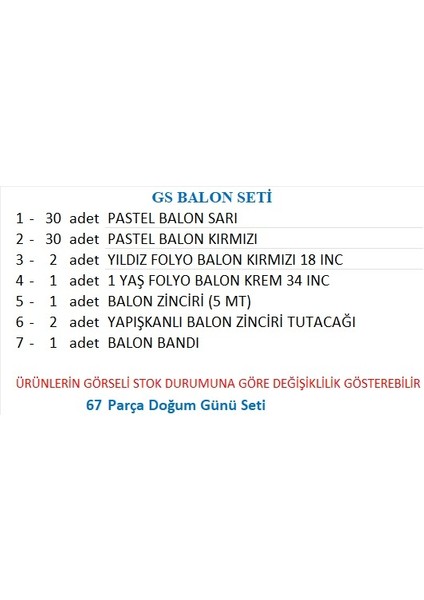 Taraftar Sarı, Kırmızı 60 Adet Balon 2 Adet Yıldız, 1 Yaş Krem Folyo Balon Seti fiyatları