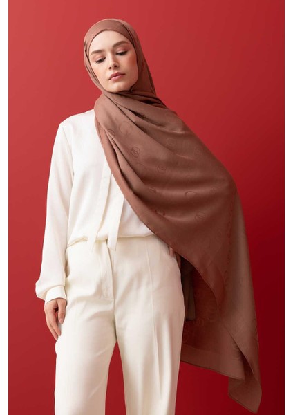 Zincir Kare Taba Pamuk İpek Şal 70x210