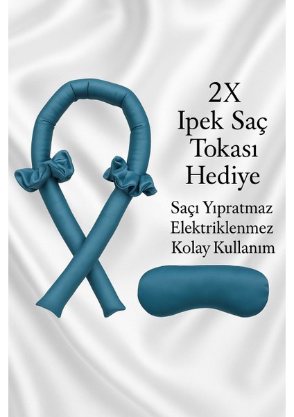 Uyku Bandı ve Isısız Saç Şekillendirme Petrol Yeşili Saten Saç Sosisi Saç Bigudisi Seti Saç Şekillendirici fiyatları