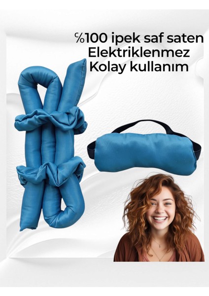 Uyku Bandı ve Isısız Saç Şekillendirme Petrol Yeşili Saten Saç Sosisi Saç Bigudisi Seti Saç Şekillendirici modelleri